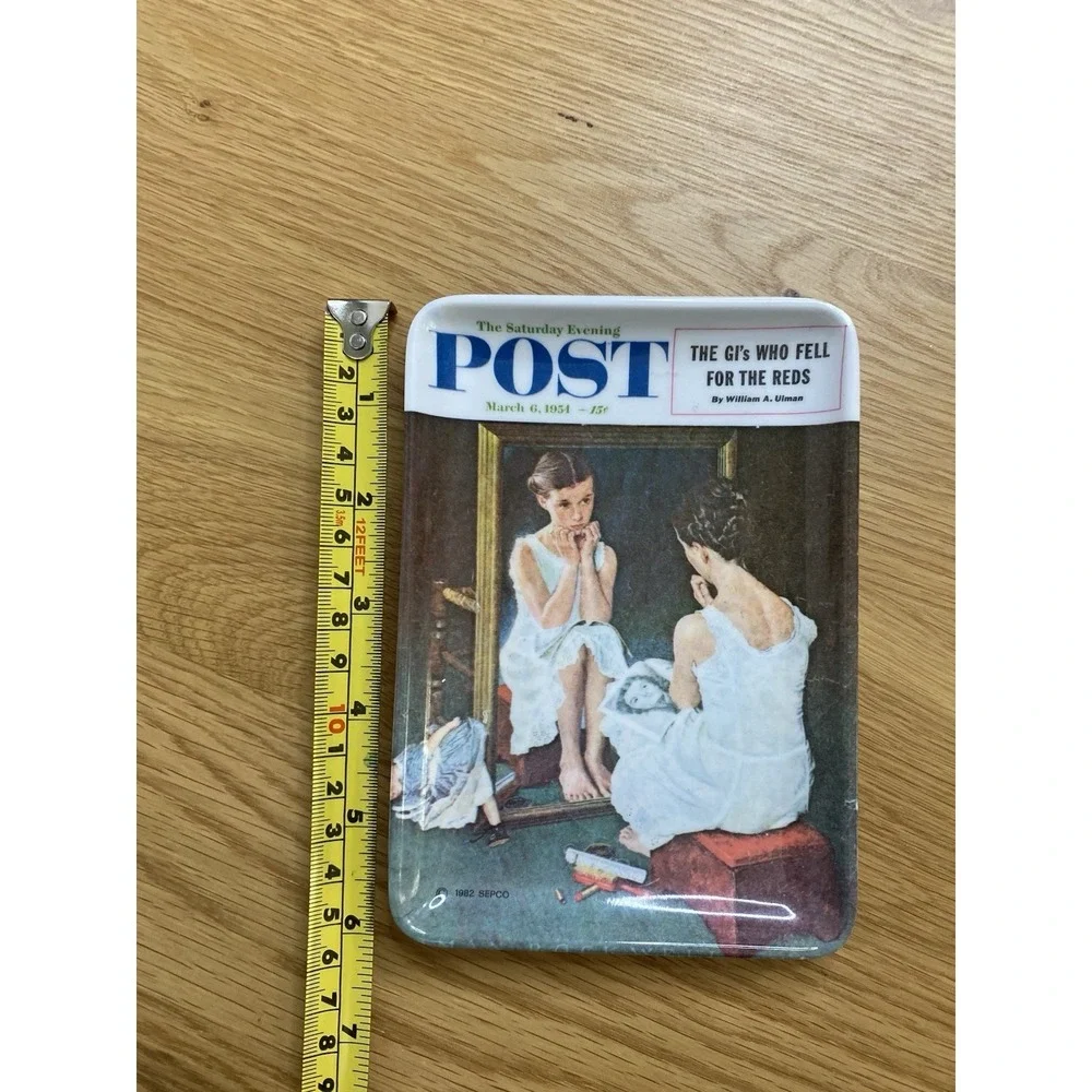 VINTAGE SATURDAY EVENING POST 1954 COVER 4x6 TRINKET TRAY MADE IN ITALY